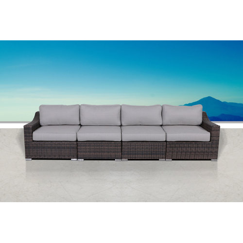 Lark Manor Adolpha Fully Assembled 4 Piece Rattan Sectional Seating Group with Cushion Wayfair